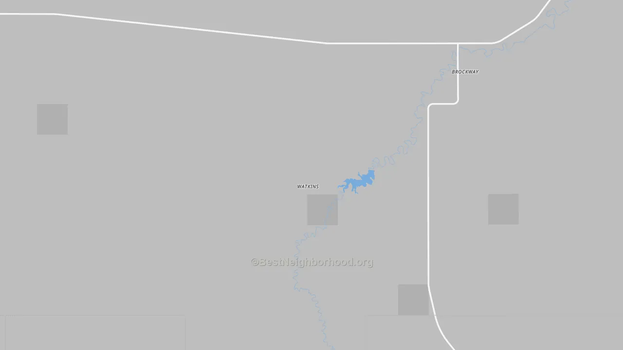 Walk Grade map of Brockway, MT, walkable areas in green and car-dependent areas in red