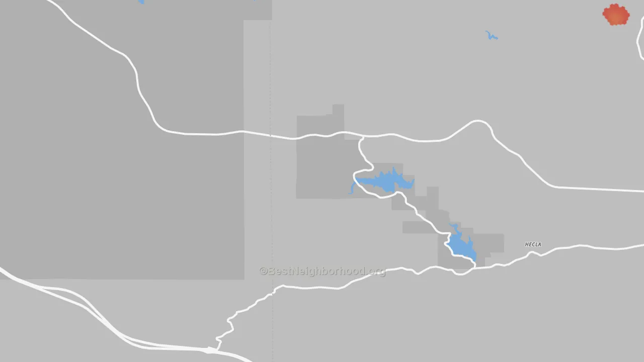 Walk Grade map of Buford, WY, walkable areas in green and car-dependent areas in red