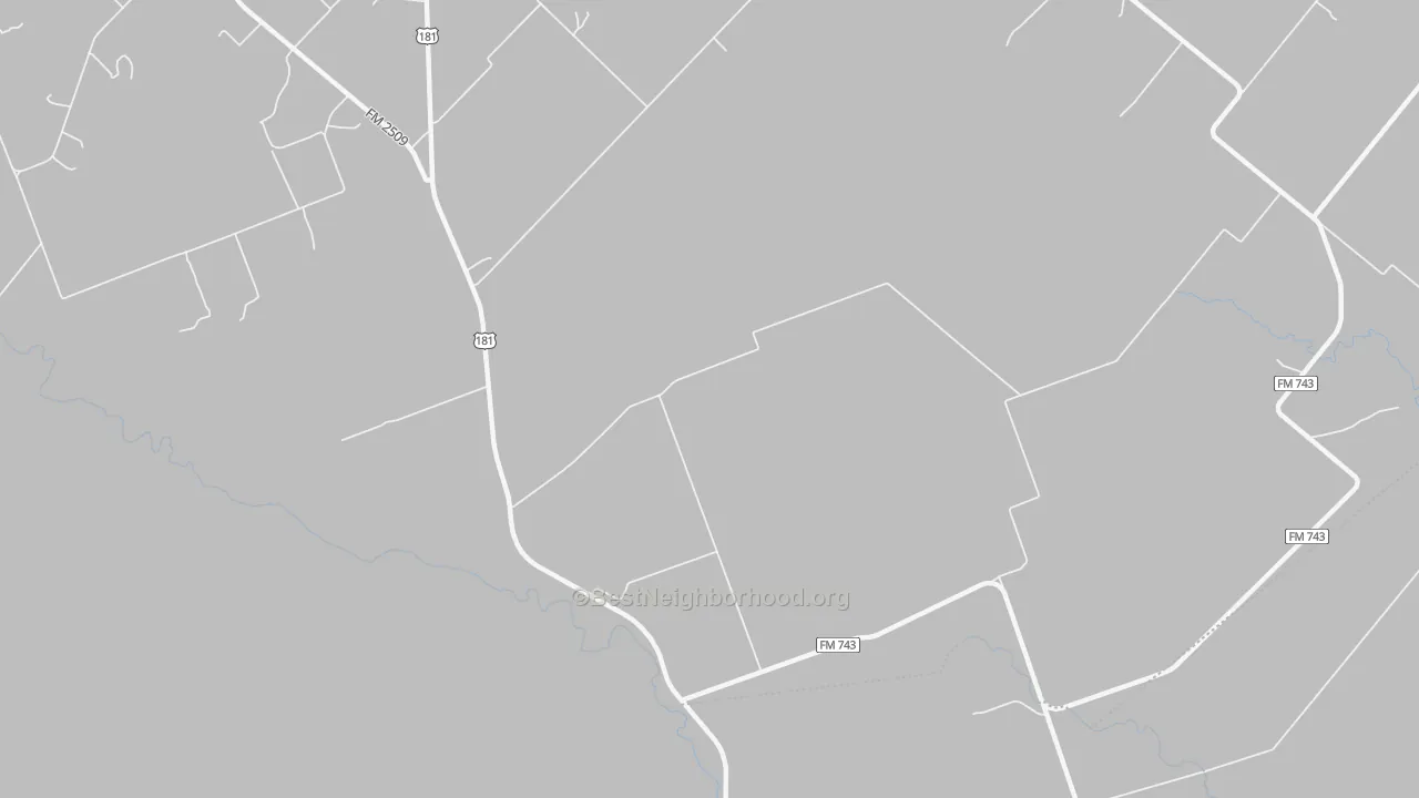 Walk Grade map of Burnell, TX, walkable areas in green and car-dependent areas in red