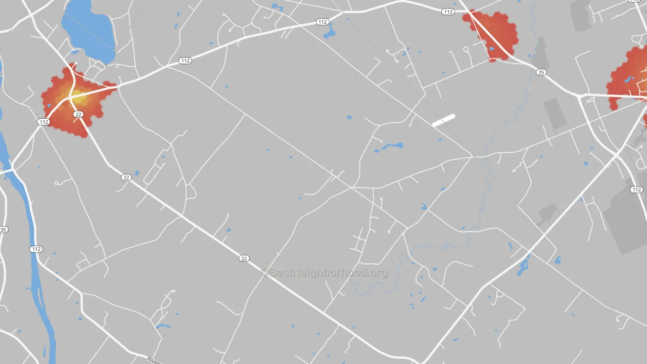 Walk Grade map of Buxton Center, ME, walkable areas in green and car-dependent areas in red