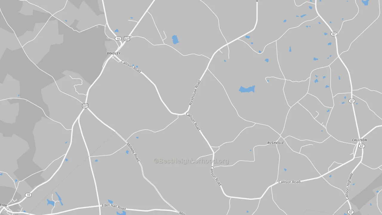 Walk Grade map of Callison, SC, walkable areas in green and car-dependent areas in red