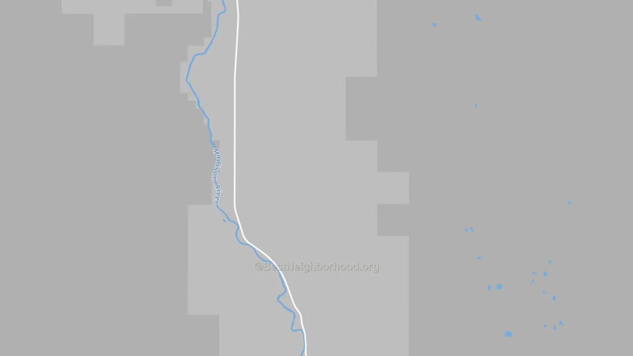 Walk Grade map of Cameron, MT, walkable areas in green and car-dependent areas in red