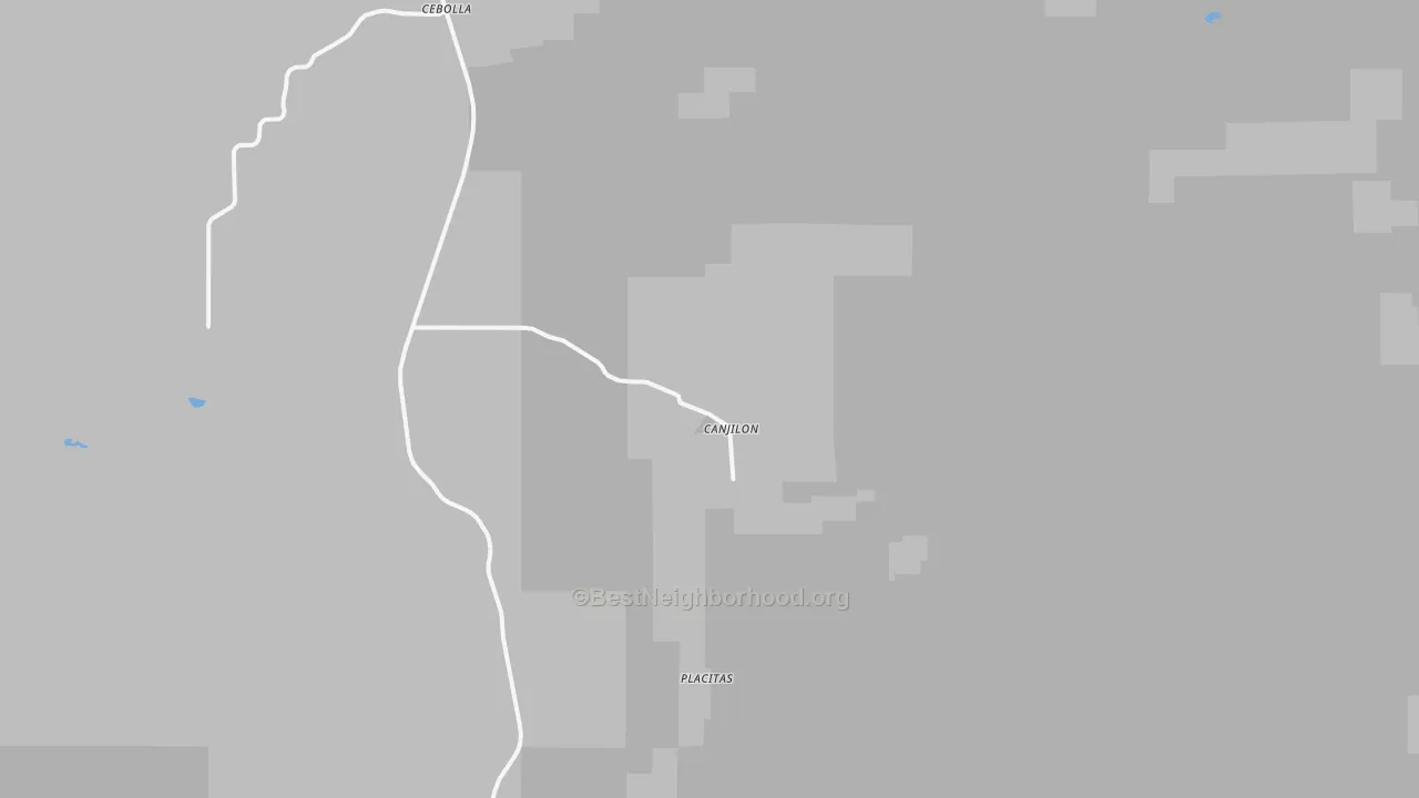Walk Grade map of Canjilon, NM, walkable areas in green and car-dependent areas in red