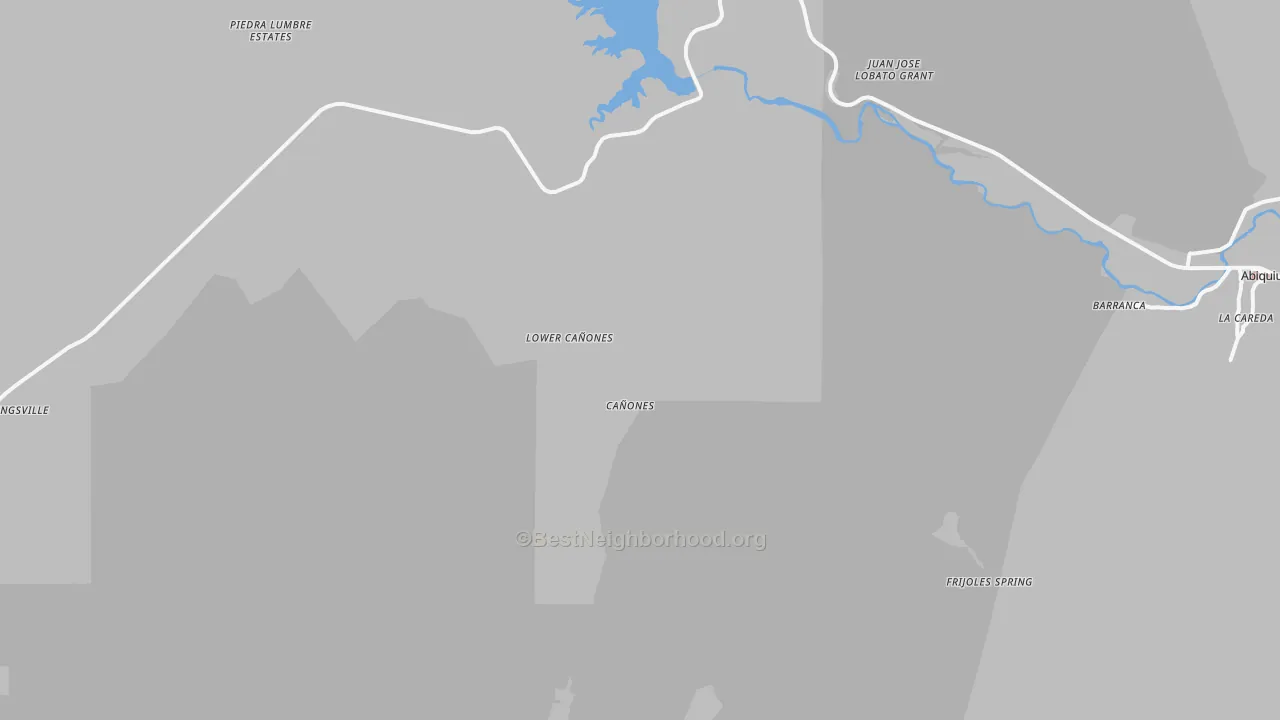Walk Grade map of Canones, NM, walkable areas in green and car-dependent areas in red