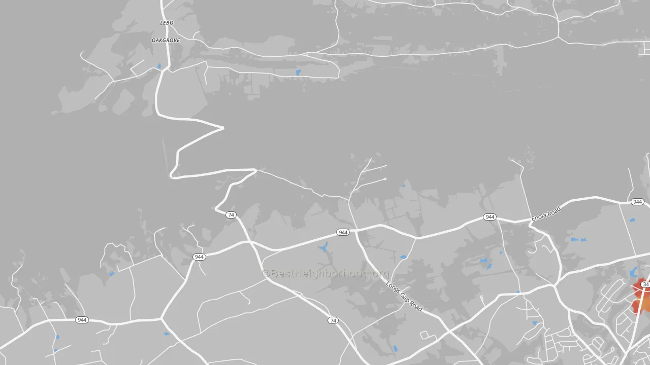 Walk Grade map of Caprivi, PA, walkable areas in green and car-dependent areas in red