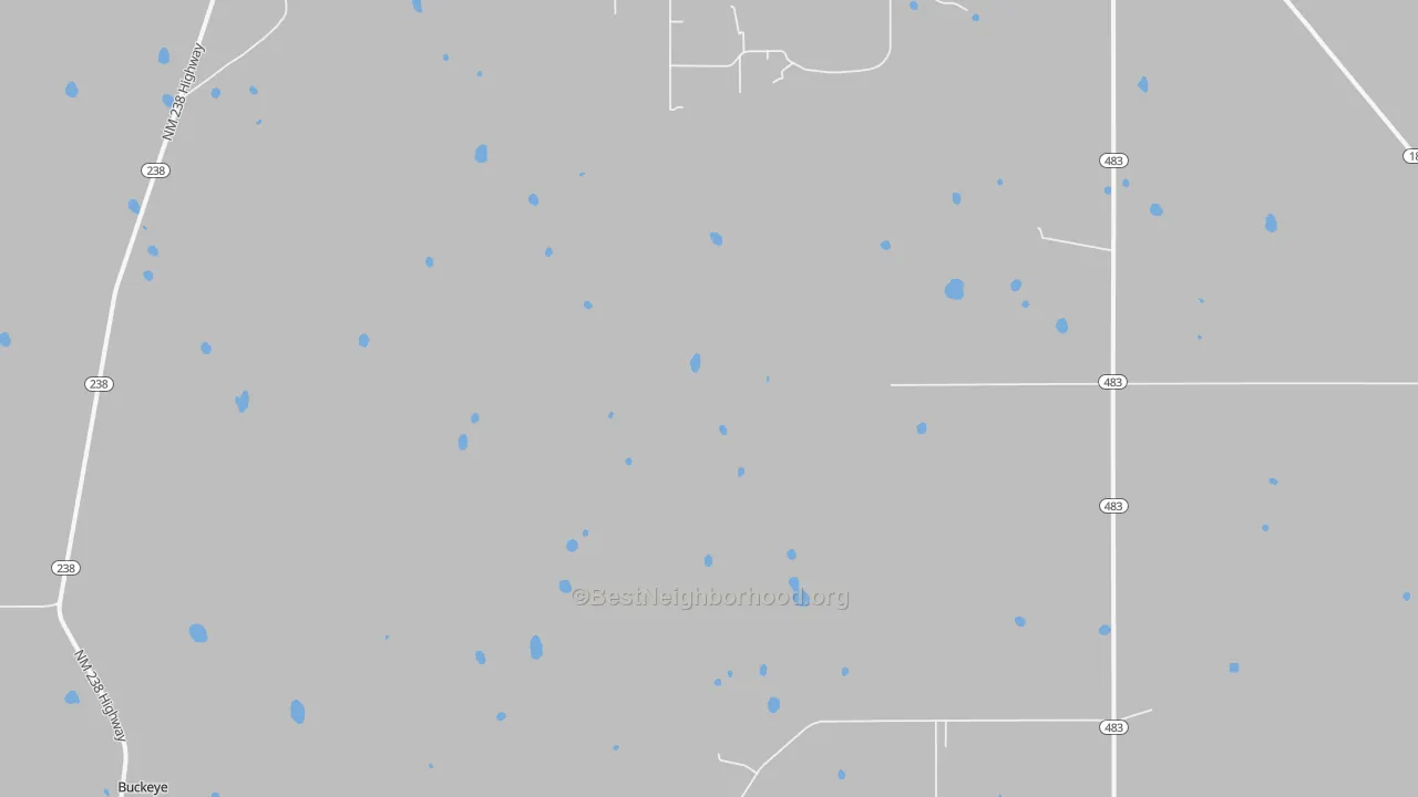 Walk Grade map of Caprock, NM, walkable areas in green and car-dependent areas in red