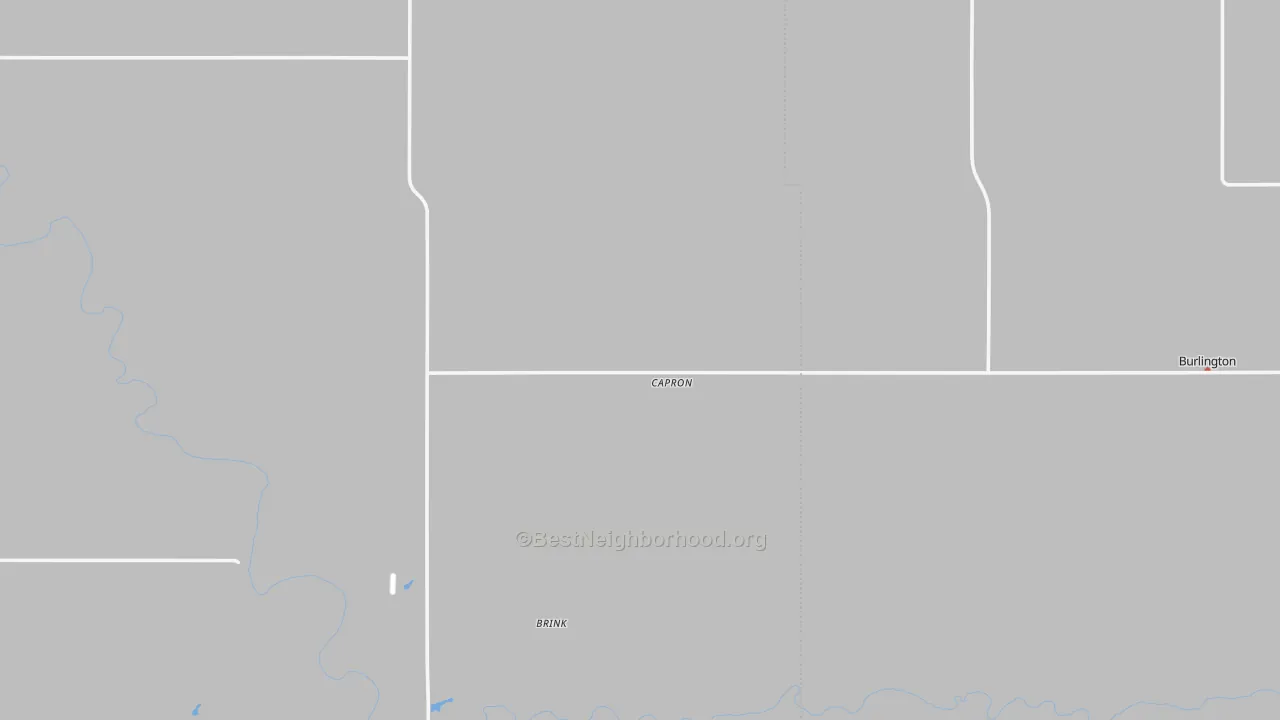 Walk Grade map of Capron, OK, walkable areas in green and car-dependent areas in red