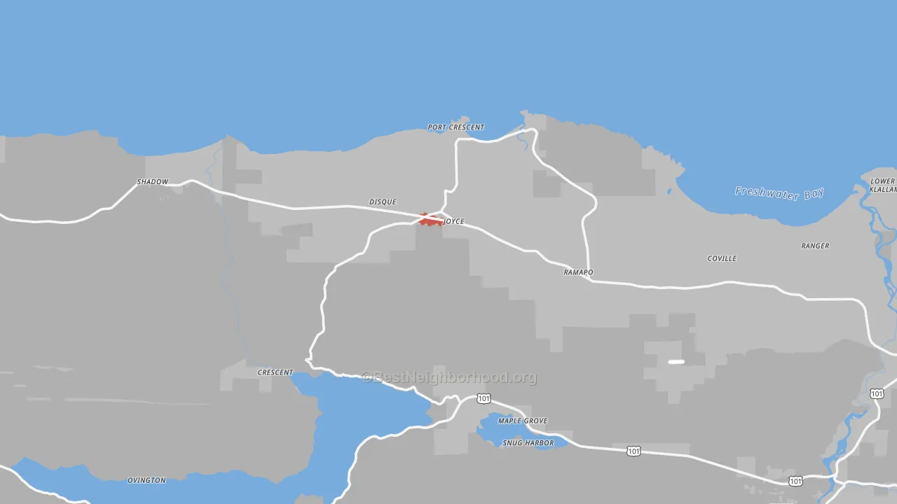 Walk Grade map of Carlsborg, WA, walkable areas in green and car-dependent areas in red
