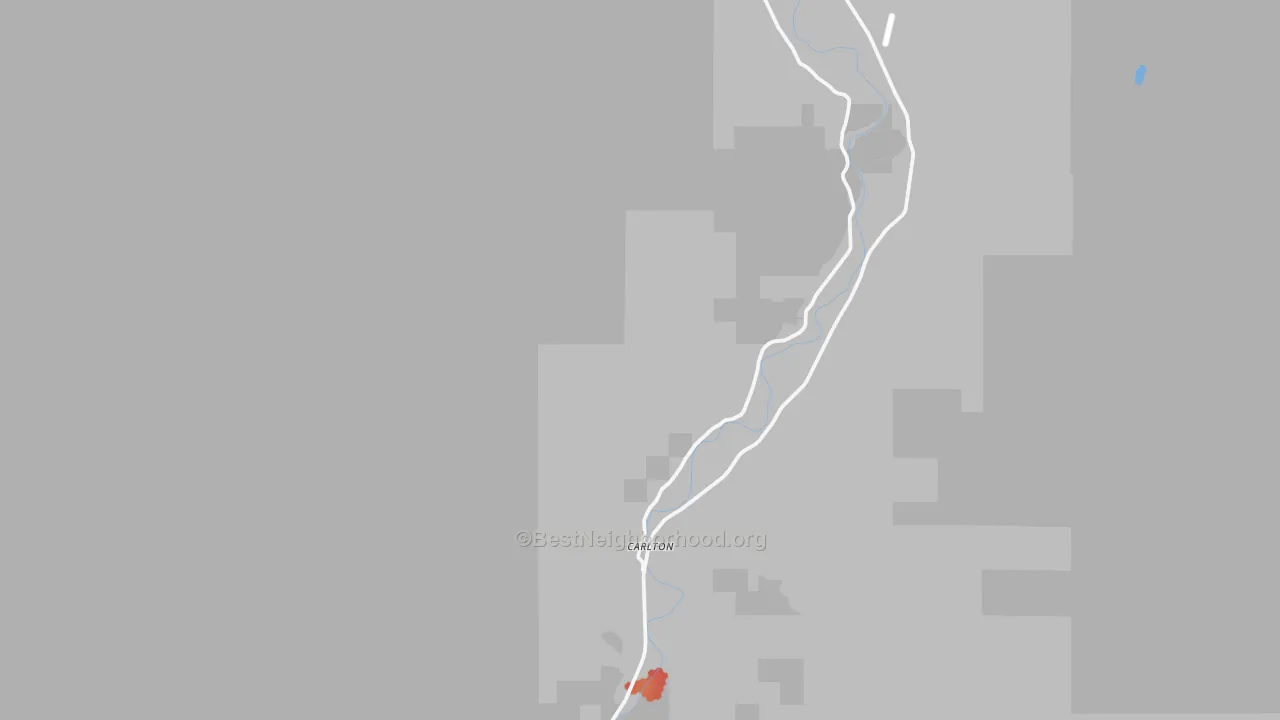 Walk Grade map of Carlton, WA, walkable areas in green and car-dependent areas in red