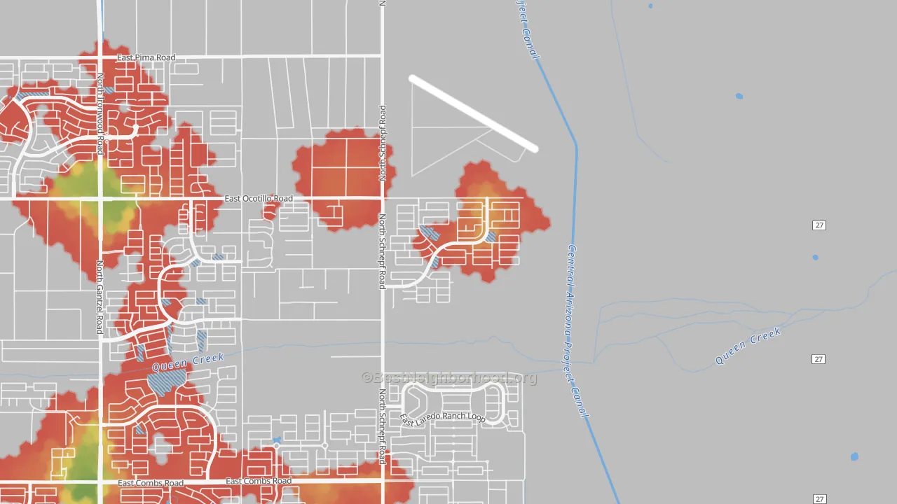 Walk Grade map of Castlegate, San Tan Valley, AZ, walkable areas in green and car-dependent areas in red