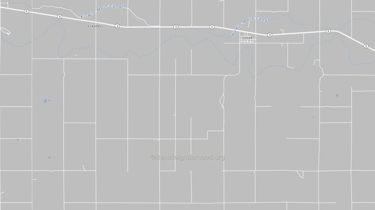 Walk Grade map of Cedar, KS, walkable areas in green and car-dependent areas in red