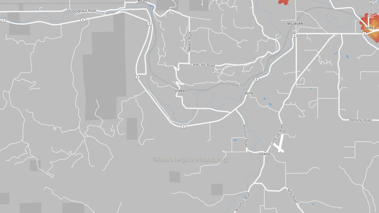 Walk Grade map of Ceres, WA, walkable areas in green and car-dependent areas in red