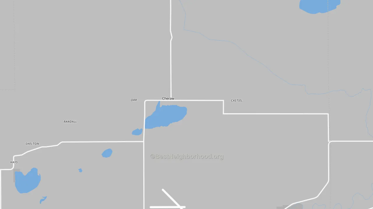 Walk Grade map of Cheraw, CO, walkable areas in green and car-dependent areas in red