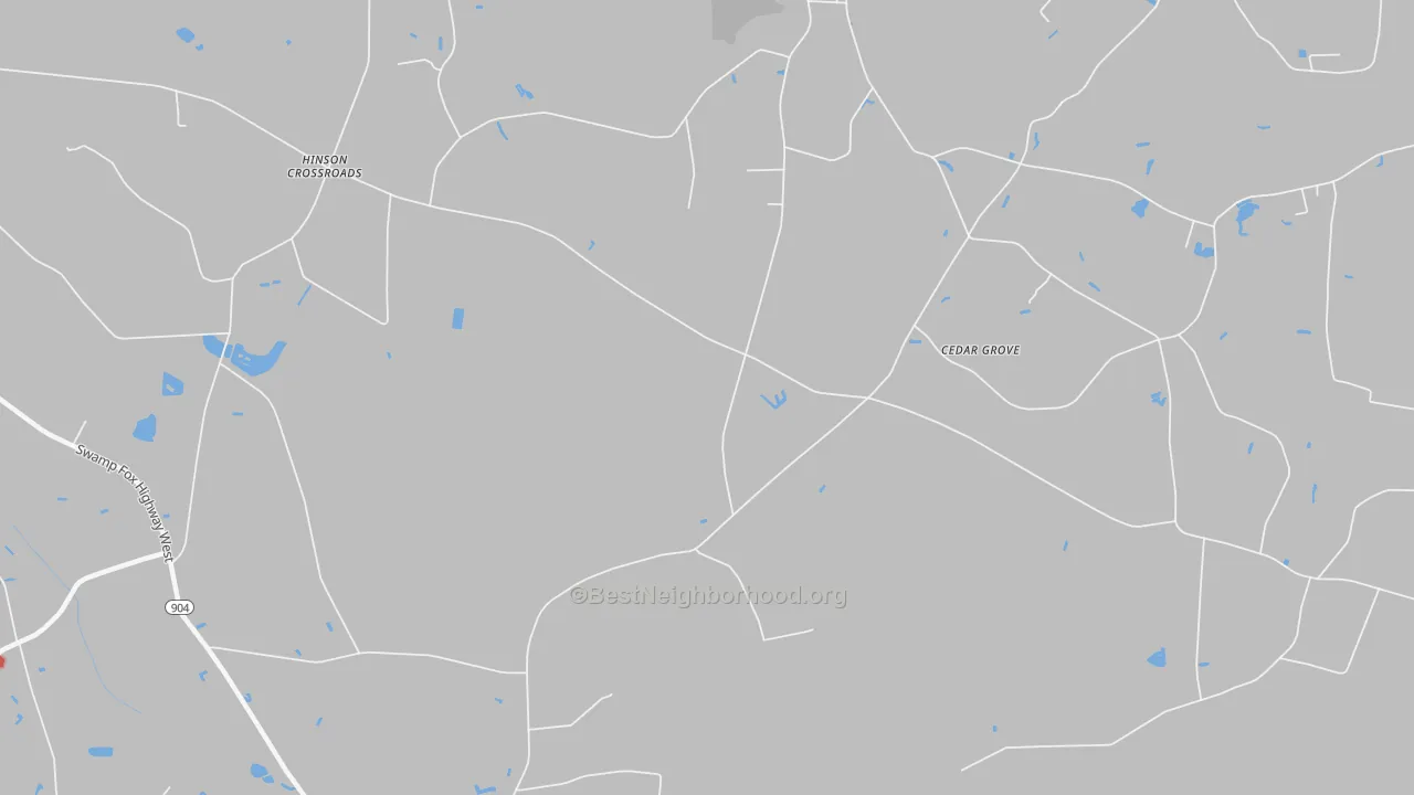 Walk Grade map of Cherry Grove, NC, walkable areas in green and car-dependent areas in red