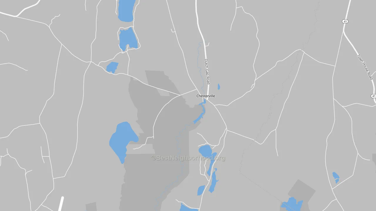 Walk Grade map of Chesterville, ME, walkable areas in green and car-dependent areas in red