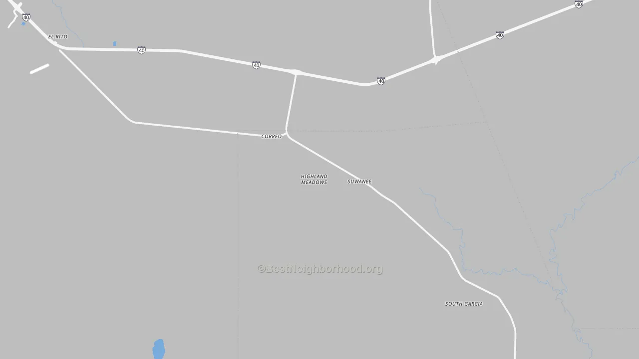 Walk Grade map of Chical, NM, walkable areas in green and car-dependent areas in red