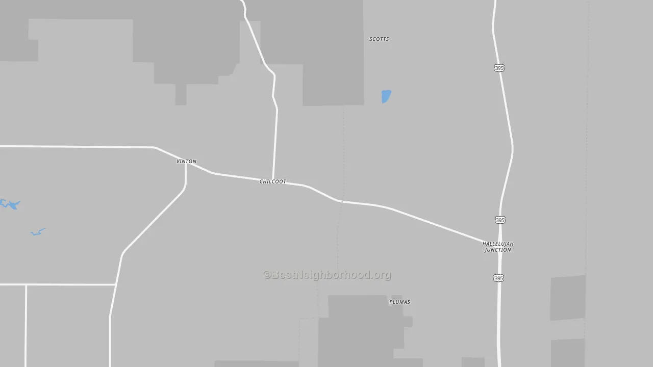 Walk Grade map of Chilcoot, CA, walkable areas in green and car-dependent areas in red