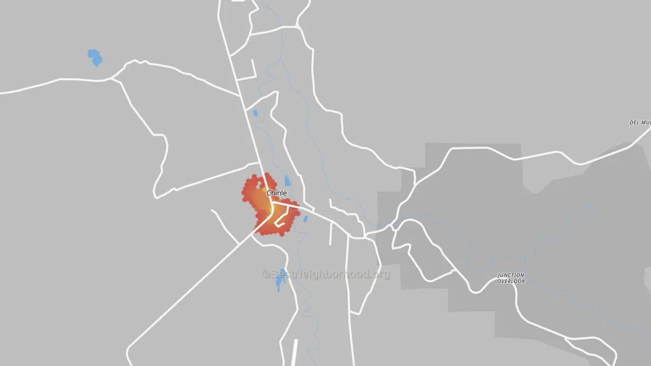 Walk Grade map of Chinle, AZ, walkable areas in green and car-dependent areas in red
