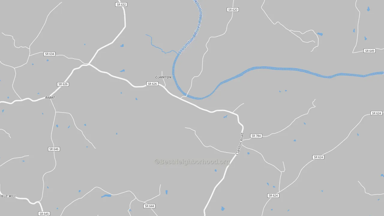 Walk Grade map of Clarkton, VA, walkable areas in green and car-dependent areas in red