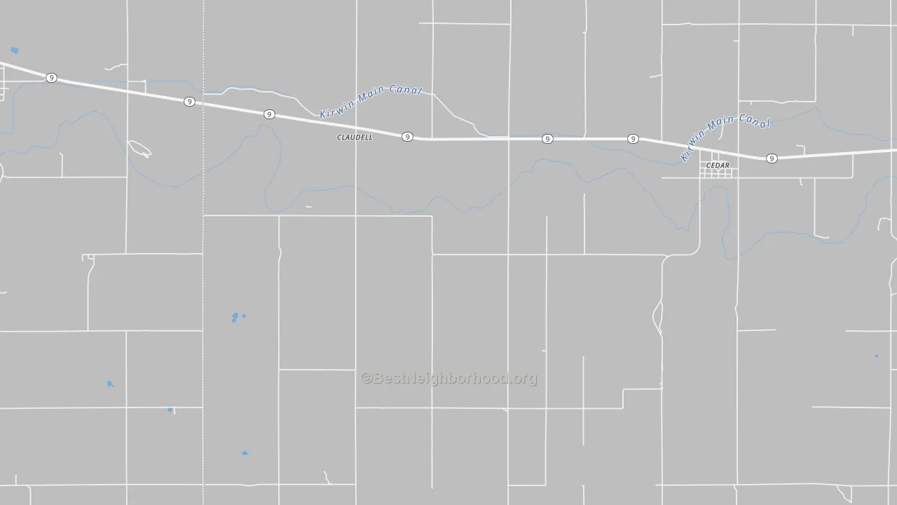 Walk Grade map of Claudell, KS, walkable areas in green and car-dependent areas in red