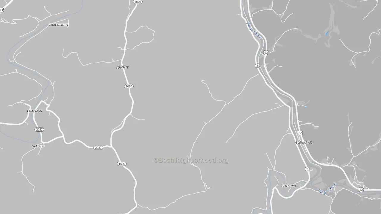 Walk Grade map of Clifford, KY, walkable areas in green and car-dependent areas in red