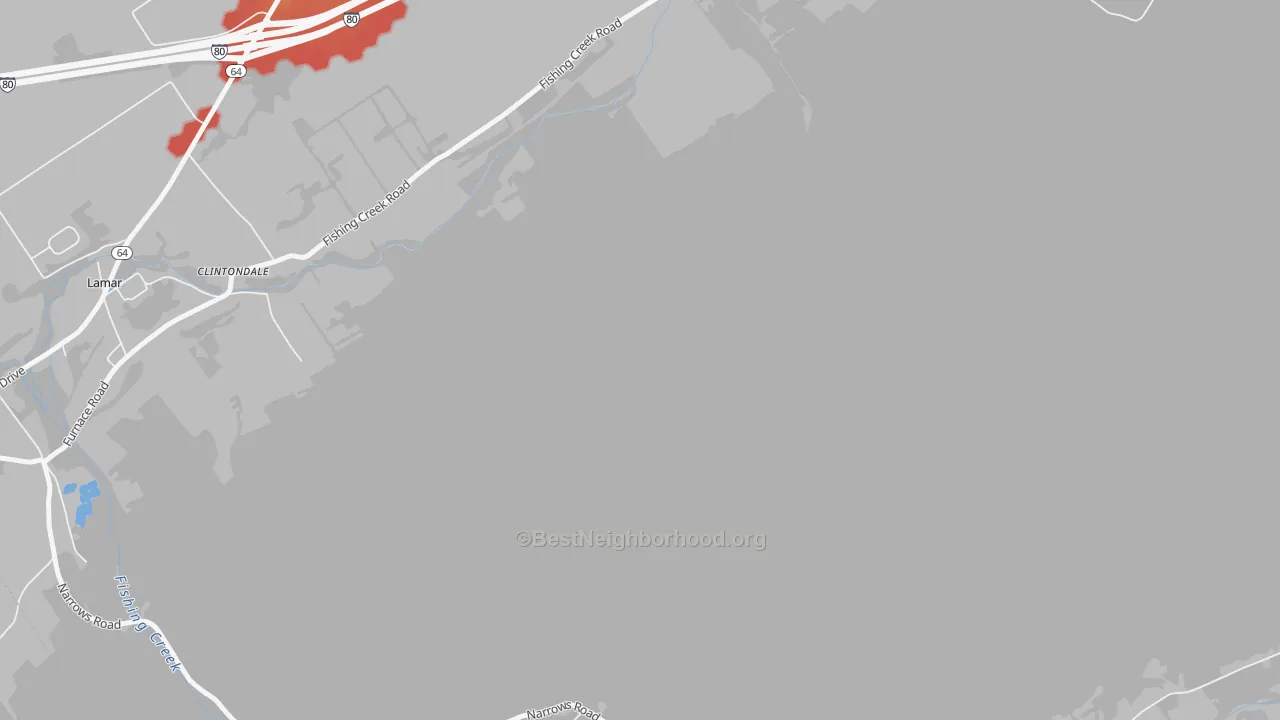Walk Grade map of Clintondale, PA, walkable areas in green and car-dependent areas in red