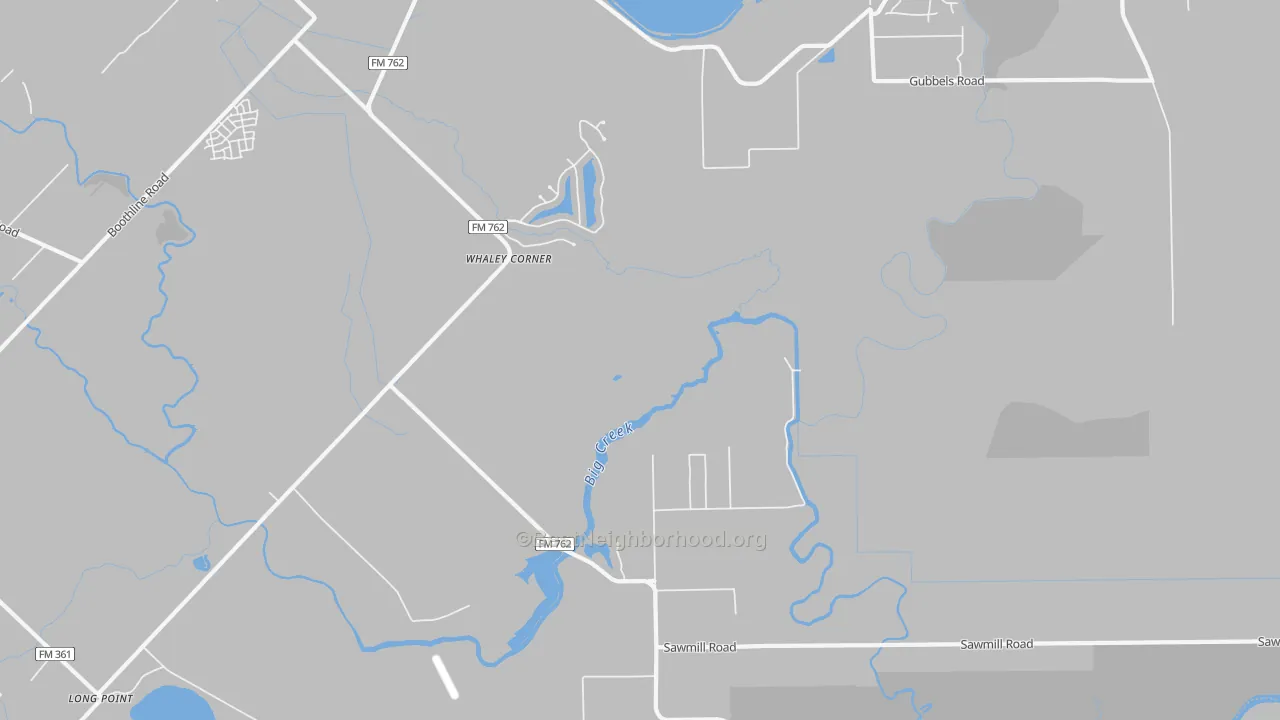 Walk Grade map of Clodine, TX, walkable areas in green and car-dependent areas in red