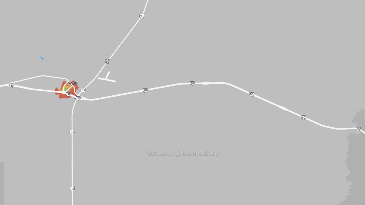 Walk Grade map of Cobre, NV, walkable areas in green and car-dependent areas in red