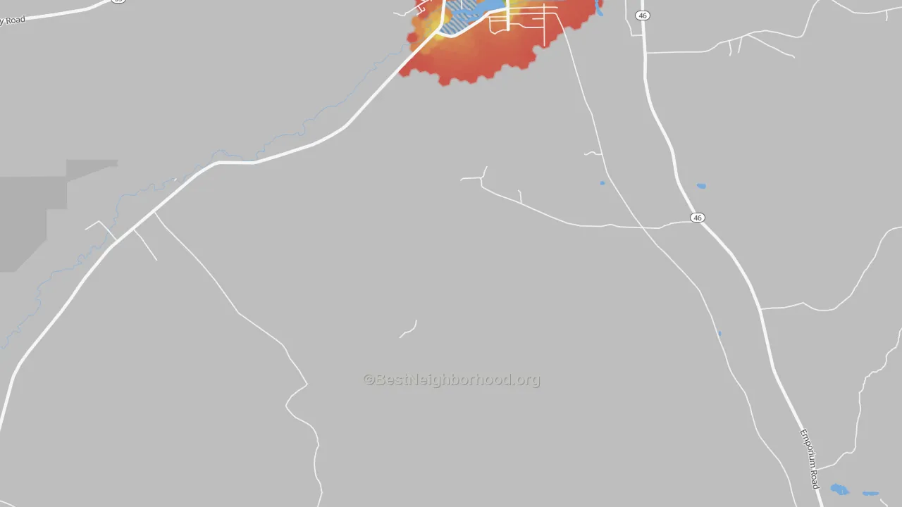 Walk Grade map of Colegrove, PA, walkable areas in green and car-dependent areas in red