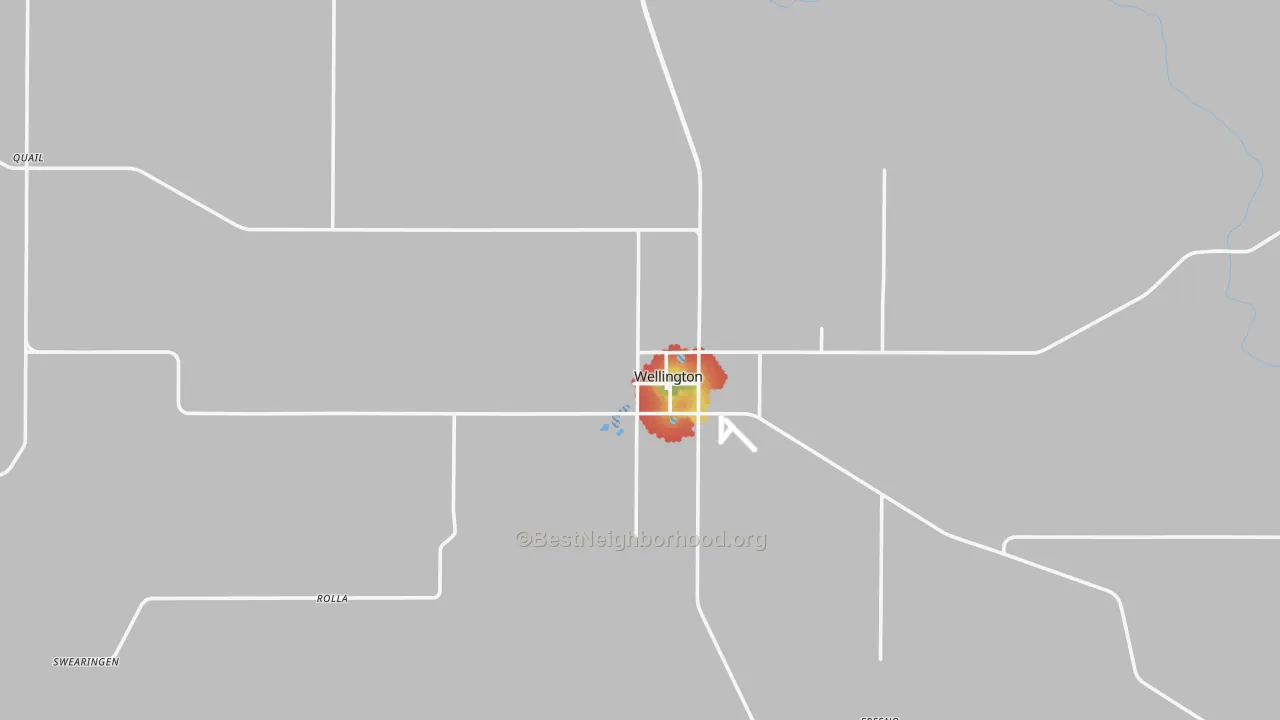 Walk Grade map of Collingsworth County, TX, walkable areas in green and car-dependent areas in red