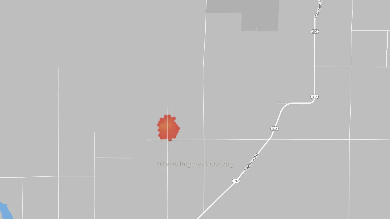Walk Grade map of Cornish, CO, walkable areas in green and car-dependent areas in red