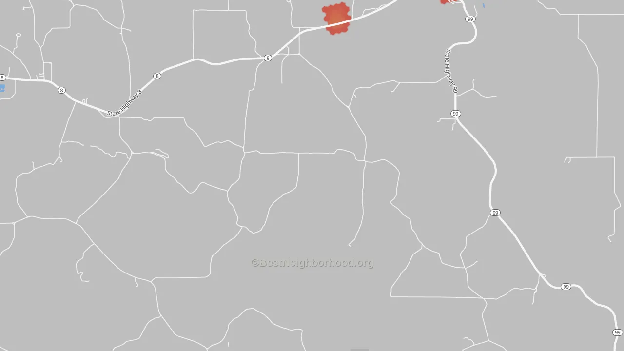 Walk Grade map of Cornwall, ID, walkable areas in green and car-dependent areas in red