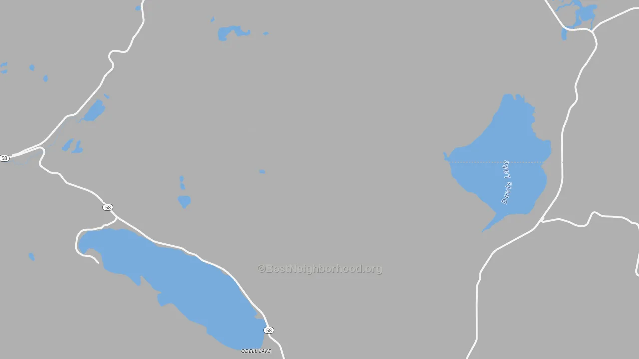 Walk Grade map of Crescent Lake Junction, OR, walkable areas in green and car-dependent areas in red