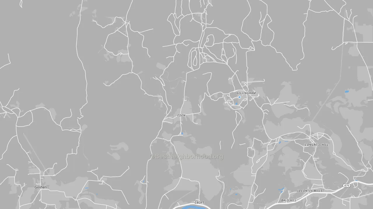 Walk Grade map of Croft, PA, walkable areas in green and car-dependent areas in red