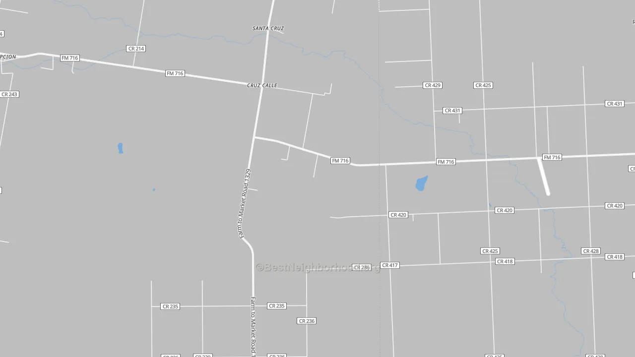 Walk Grade map of Cruz Calle, TX, walkable areas in green and car-dependent areas in red