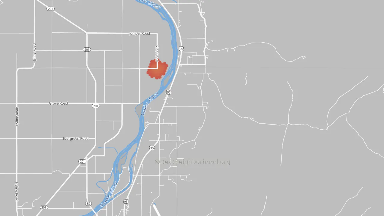 Walk Grade map of Crystal, ID, walkable areas in green and car-dependent areas in red