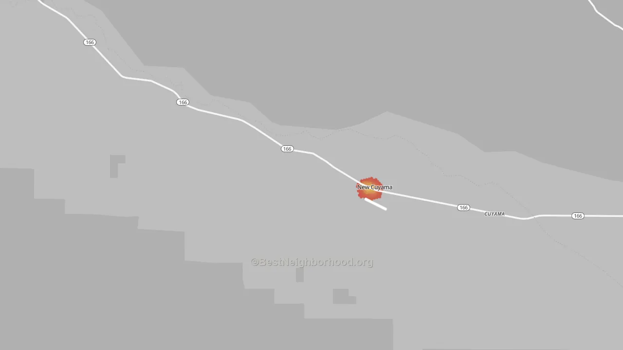 Walk Grade map of Cuyama, CA, walkable areas in green and car-dependent areas in red