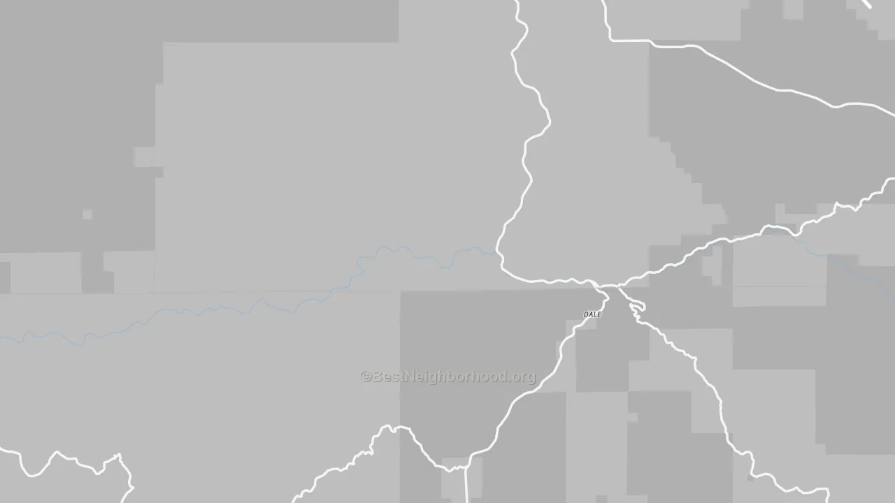 Walk Grade map of Dale, OR, walkable areas in green and car-dependent areas in red