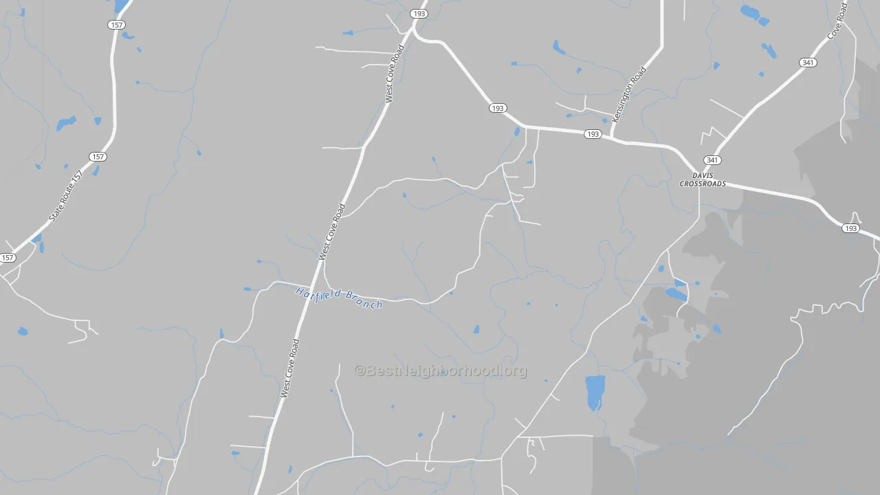 Walk Grade map of Davis Crossroads, GA, walkable areas in green and car-dependent areas in red