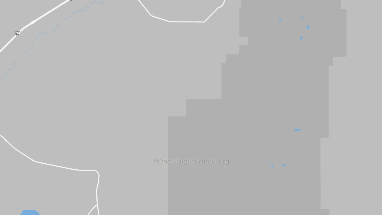 Walk Grade map of Deeth, NV, walkable areas in green and car-dependent areas in red