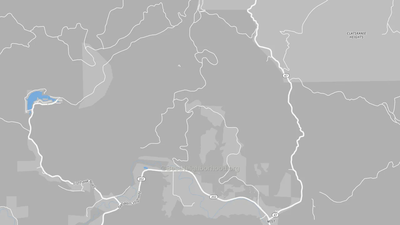 Walk Grade map of DeLena, OR, walkable areas in green and car-dependent areas in red