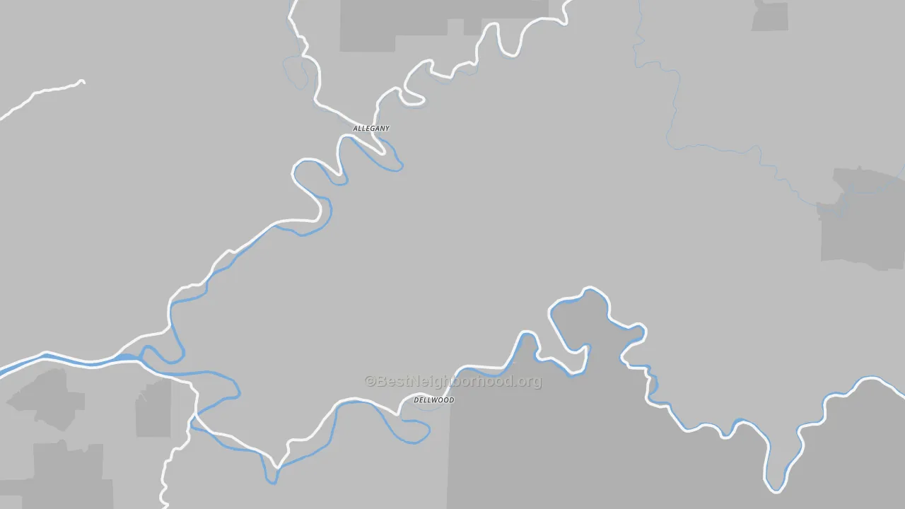 Walk Grade map of Dellwood, OR, walkable areas in green and car-dependent areas in red