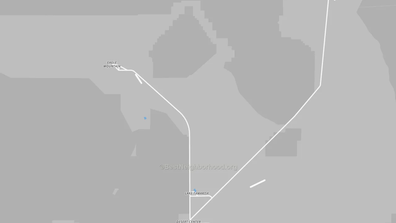 Walk Grade map of Desert Center, CA, walkable areas in green and car-dependent areas in red