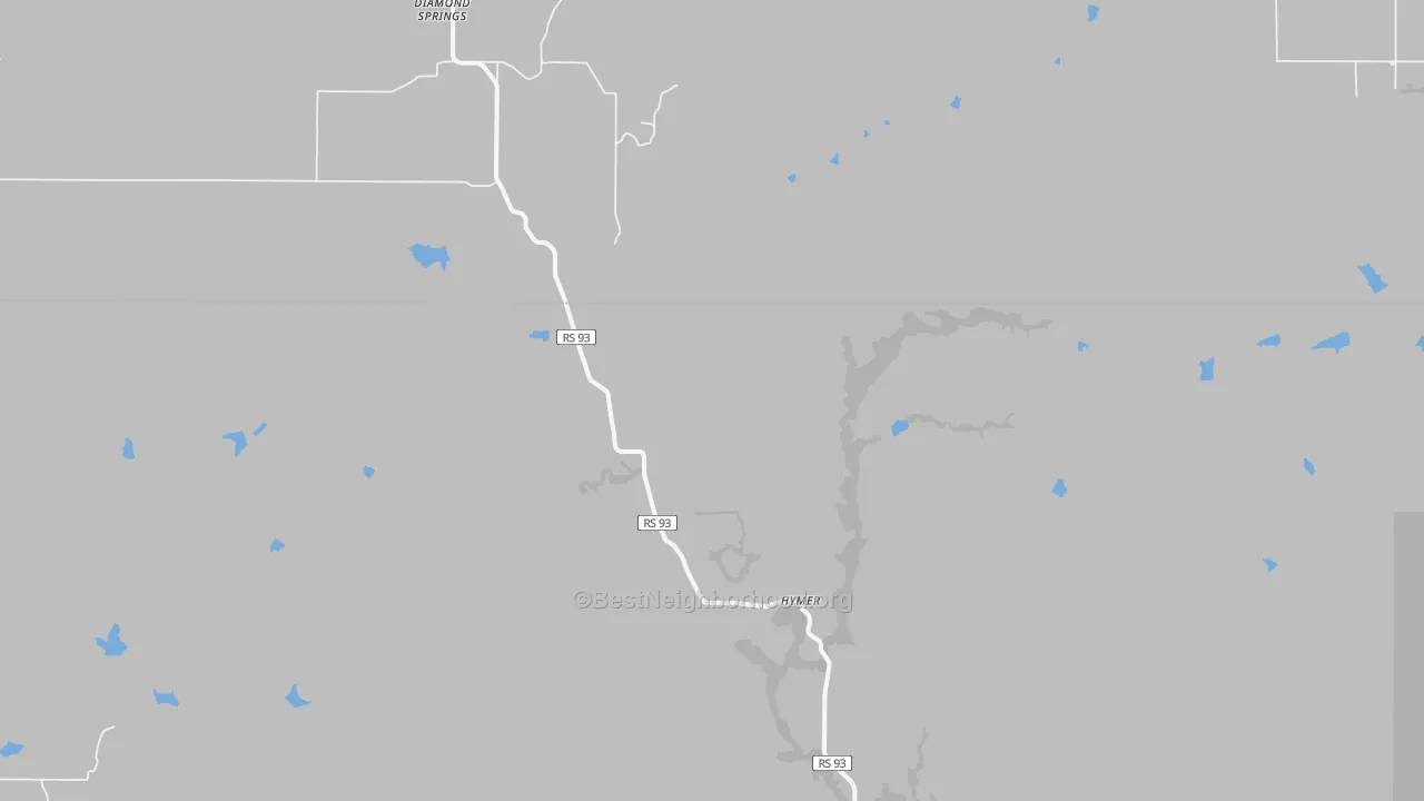 Walk Grade map of Diamond Springs, KS, walkable areas in green and car-dependent areas in red
