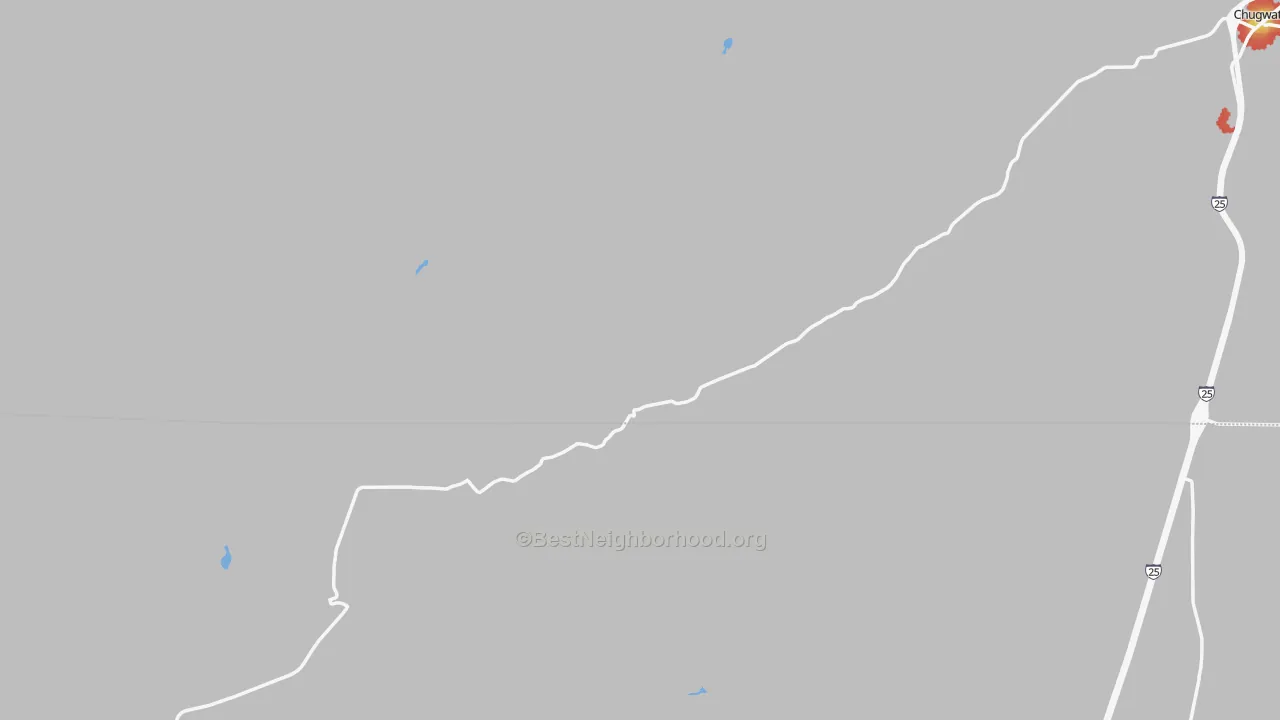 Walk Grade map of Diamond, WY, walkable areas in green and car-dependent areas in red