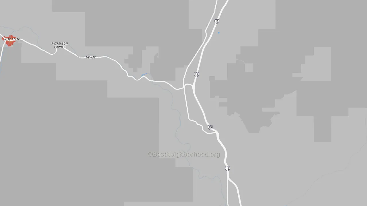 Walk Grade map of Divide, MT, walkable areas in green and car-dependent areas in red