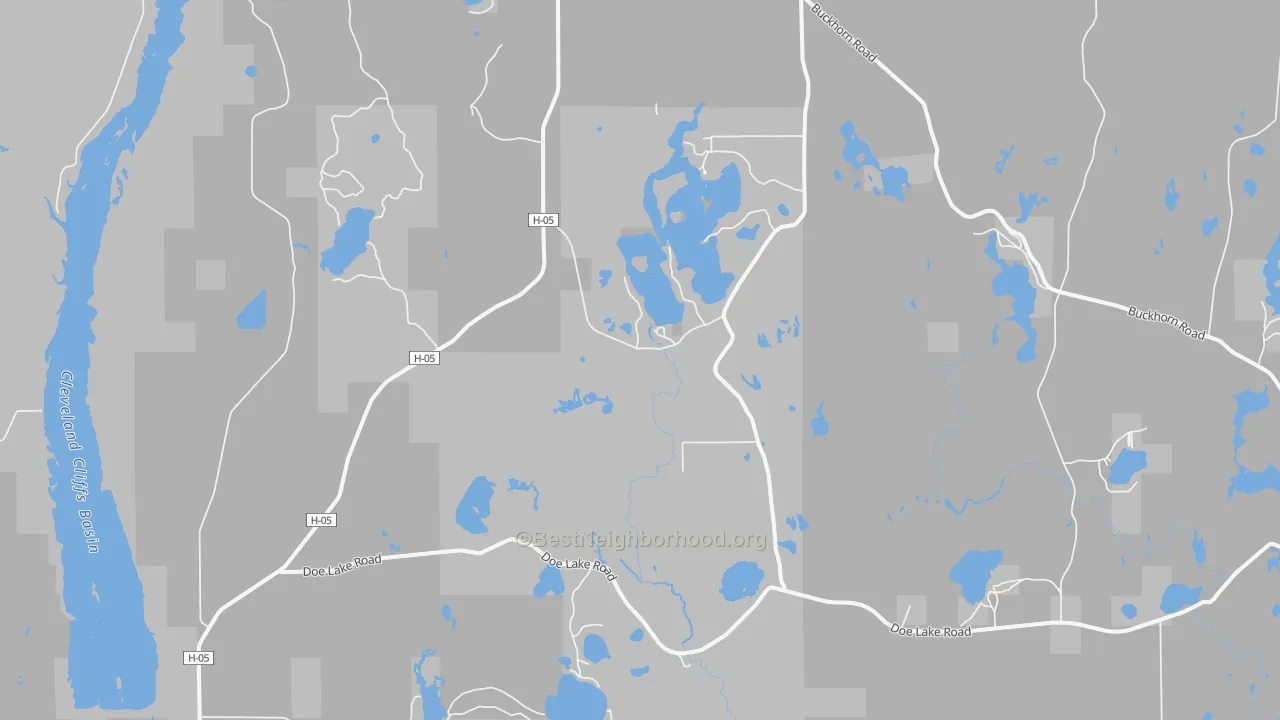Walk Grade map of Dixon, MI, walkable areas in green and car-dependent areas in red
