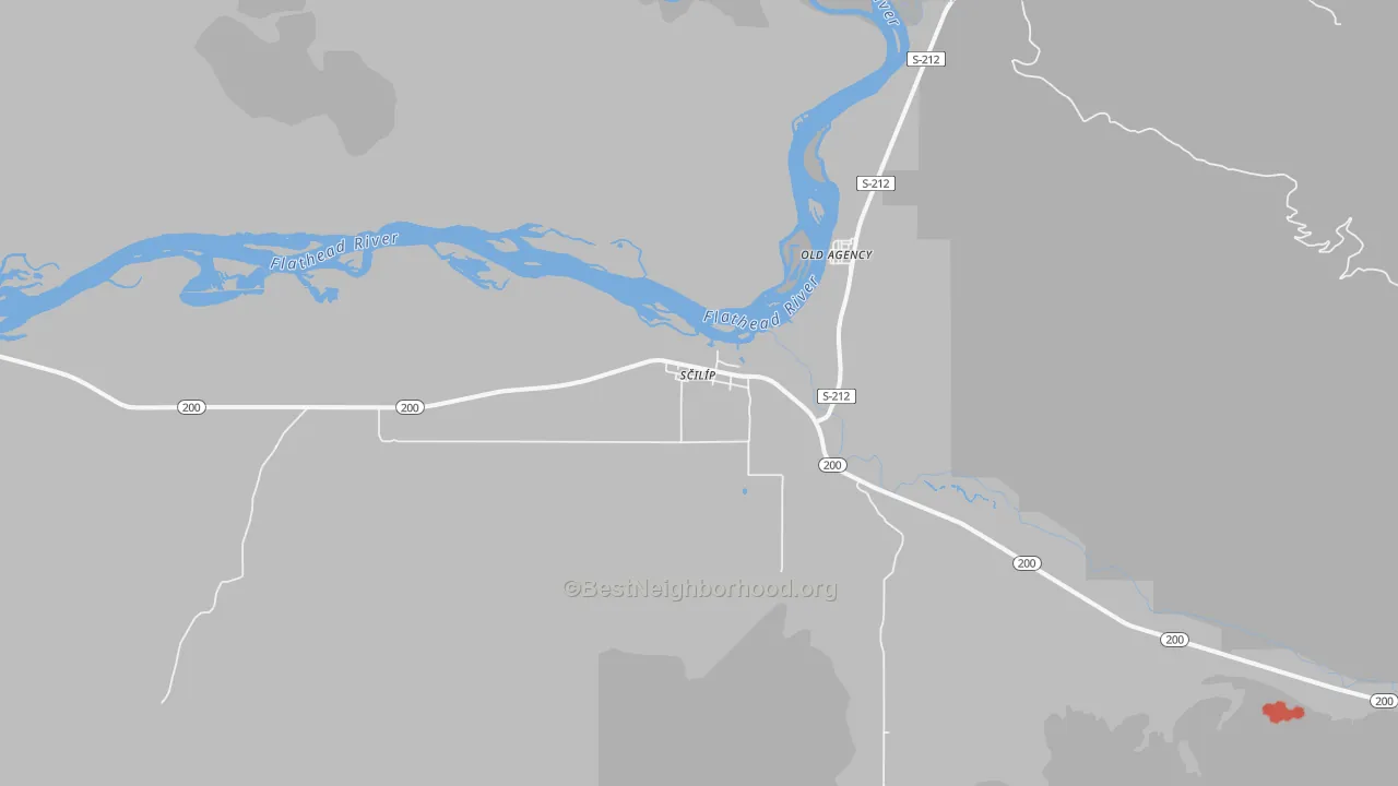 Walk Grade map of Dixon, MT, walkable areas in green and car-dependent areas in red