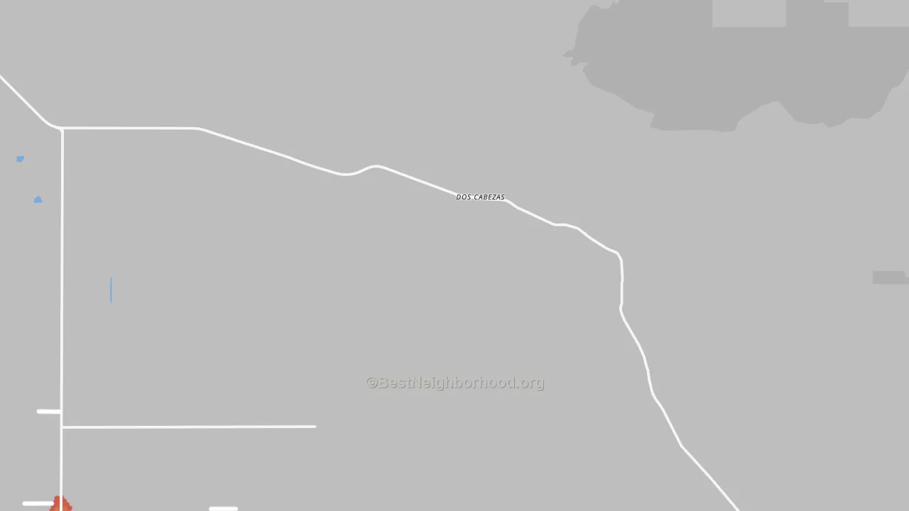 Walk Grade map of Dos Cabezas, AZ, walkable areas in green and car-dependent areas in red