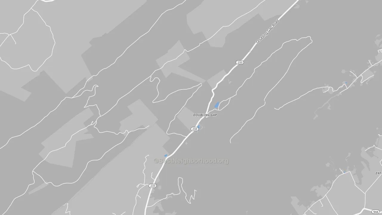 Walk Grade map of Doubling Gap, PA, walkable areas in green and car-dependent areas in red